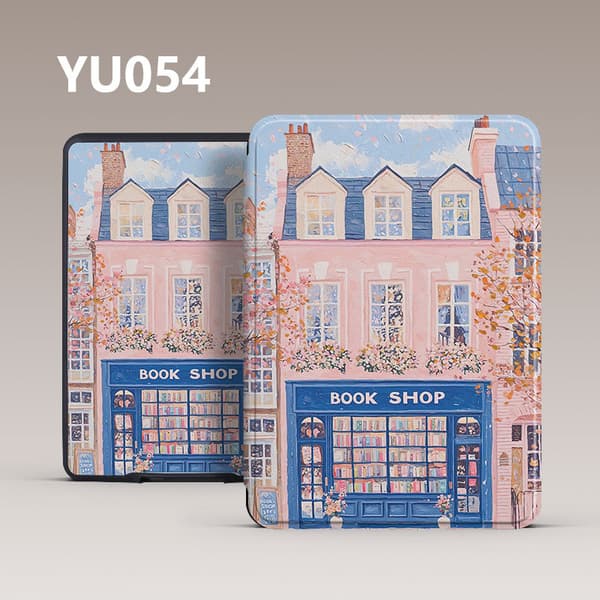 Etui til Kobo Clara BW 6 tommer Modell N365 – Paris Bokhandel Drøm med Håndstropp Pink 1