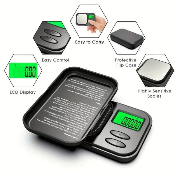 Taskukokoinen digitaalinen vaaka, korkea tarkkuus, LCD-näyttö 700g, 0.01g