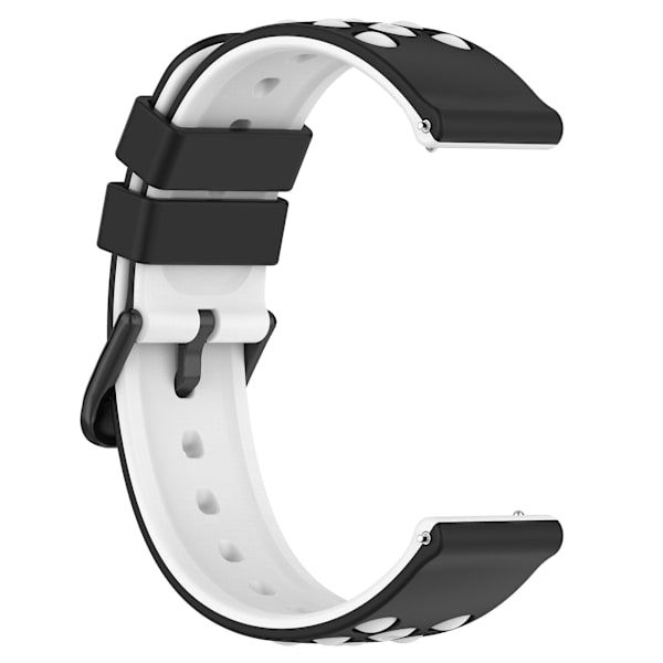 Til Garmin Venu 2 Plus/Venu Sq 2 Universal 20mm Blød Silikone Urrem Stort Hul Design Dobbelt Farve Urrem Black  White