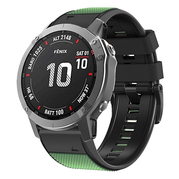 Diamanttekstur urrem til Garmin Tactix 7 Pro / Fenix 7X / 6X Pro / 5X Plus, 26mm to-farvet silikone sportsrem Army Green Black