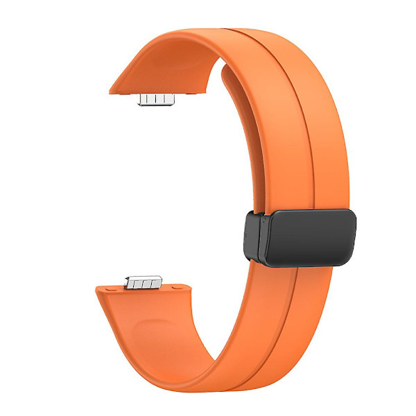 For Huawei Watch Fit 3 Silikonrem med magnetisk foldespenne Orange