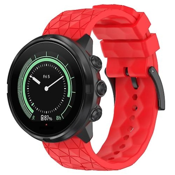 För Suunto 7 24 mm fotbollsmönster silikon enfärgad watch BEZ Red