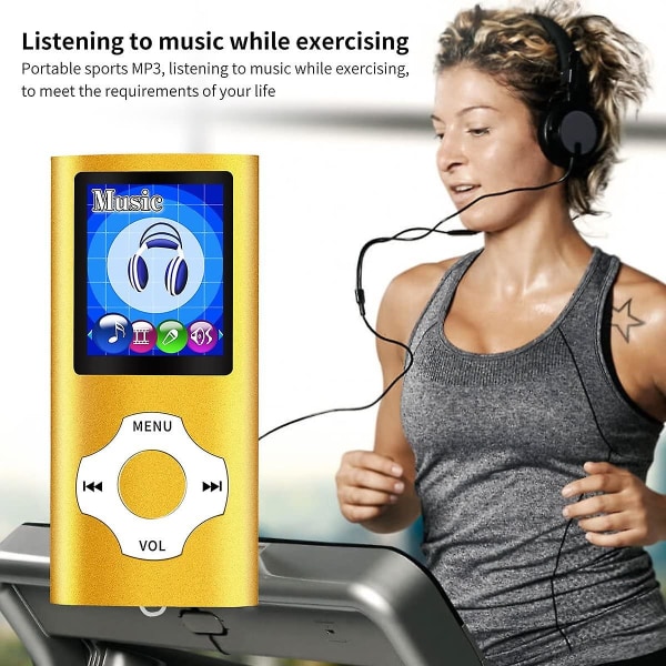 Mp3-afspiller/Mp4-afspiller med 64gb/32gb/16gb hukommelse SD-kort Slank klassisk digital LCD-skærm 1,82 tommer skærm Mini USB-port med FM-radio, stemme Yellow 8GB