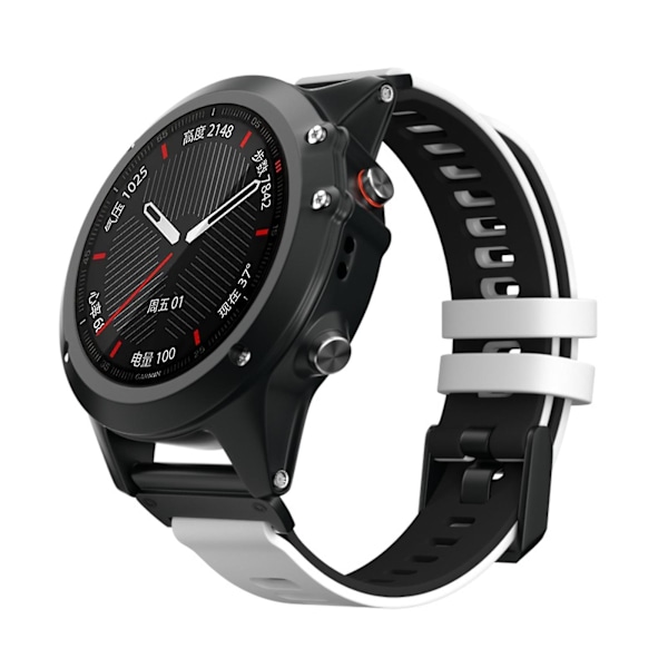 Til Garmin Fenix 6X silikoneurrem White Black