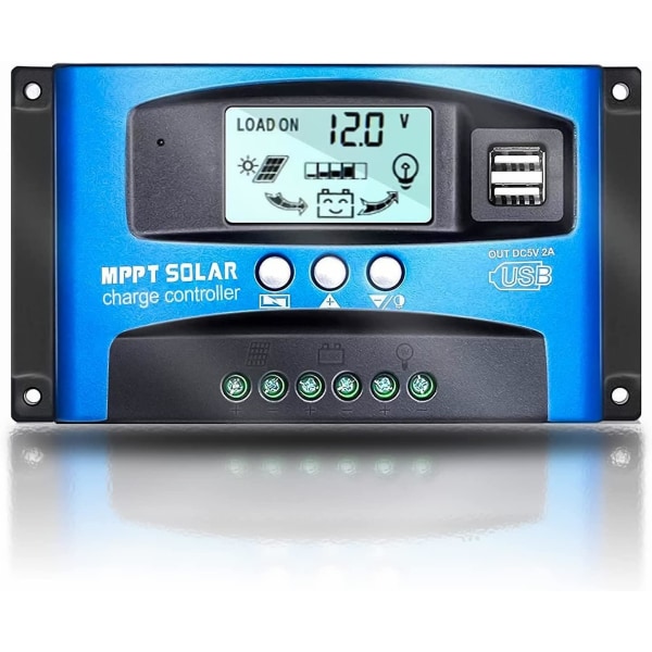 Mppt 100a 12v/24v autofokus sporing solpanel ladecontroller regulator med dobbelt usb port, lcd skærm, ny mppt teknisk