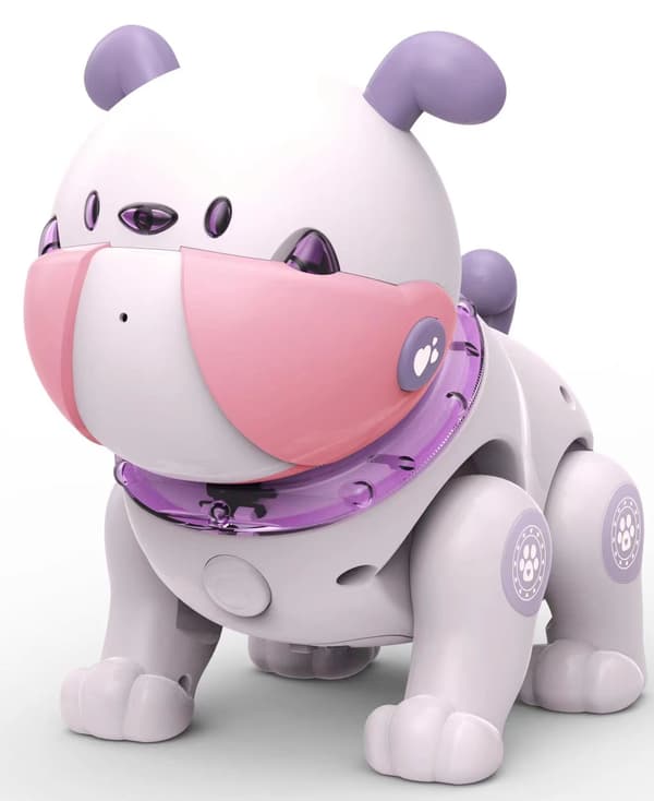 Fjärrstyrd robot-hundleksak, sjunger och dansar, röstinspelning med 4 rösteffekter (lila)