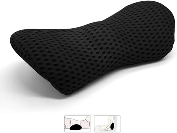 Lændestøttepude, Premium Memory Foam Ryglænspude (Meshstof, Sort)