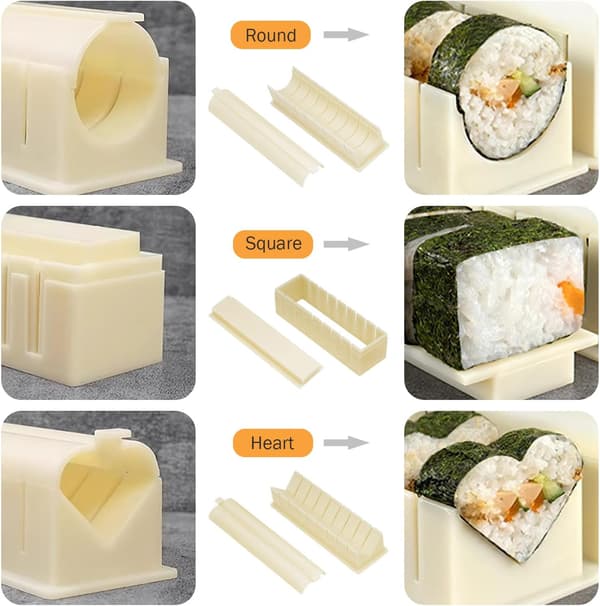 Sushimaskin - Nybörjare, DIY Onigiri Form 10-pack (Benvit)