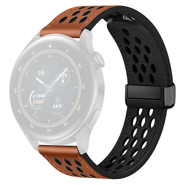 For Huawei Watch GT 3 42mm/ GT 3 Pro 20mm PU Lærrem Stropp Hulldesign Klokkestropp Brown