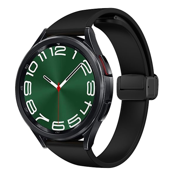 Silikonebånd til Samsung Galaxy Watch6 / Watch6 Classic / Watch 5 Pro / Watch4 Classic, Magnetisk foldelukkespænde 20mm rem Black