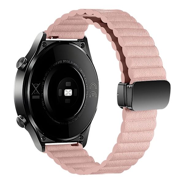 22mm læderrem magnetisk urrem til Samsung Gear S3 Classic / Garmin Vivoactive 4 Pink