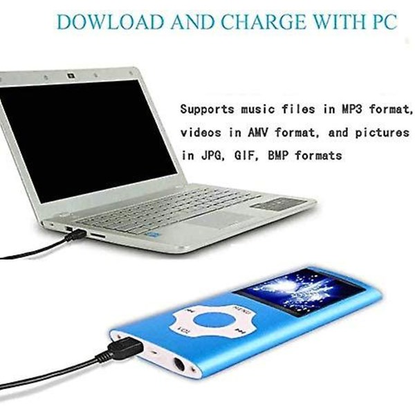 Mp3-soitin/mp4-soitin 64gb/32gb/16gb muistilla SD-kortti Ohut klassinen digitaalinen LCD-näyttö 1,82 tuuman näyttö Mini- USB portti, FM-radio, ääni blue 8GB