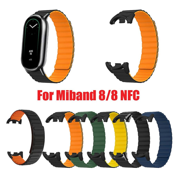 For-Xiaomi 8/8 NFC Smartwatch Magnetisk mjuk, justerbar rem Armbandsarmband Black yellow