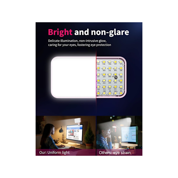 66-LED Bærbar Selfie Lys iPhone Lys Med 3 Lysindstillinger Og 5 Lysstyrkeniveauer Clip-On Lys Til Telefon/Kamera/Laptop