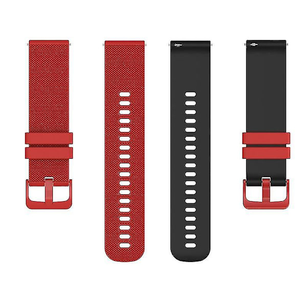 Ersättning för Garmin Venu2 Plus/Vivoactive 3/Vivomove Sport Silikonklockarmband 20mm Red Black E Other Smartwatch Model