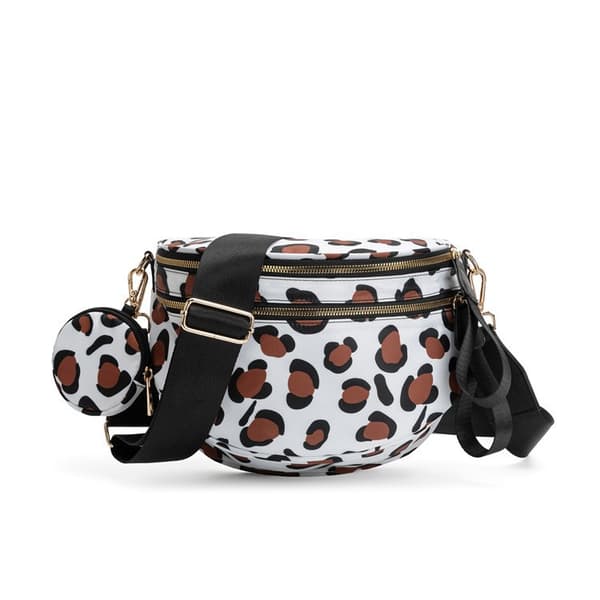 Crossbody Bumbag, Justerbare Brede Stropper (Leopardprint)