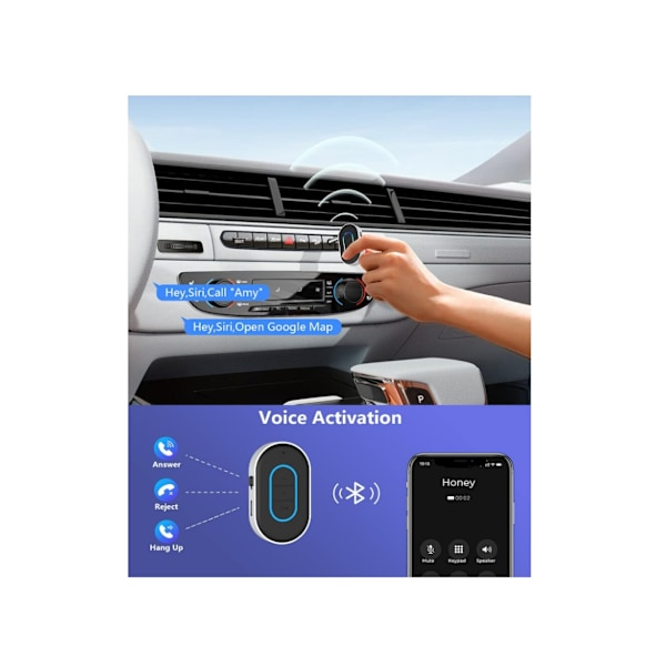 Bluetooth 5.3 Aux Adapter til Bil Bluetooth Adapter til Bil 3.5mm Aux Input Aux til Bluetooth med On/Off Knap