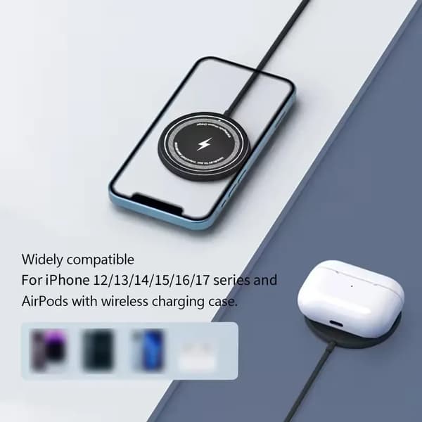 15W magnetisk trådløs lader Black