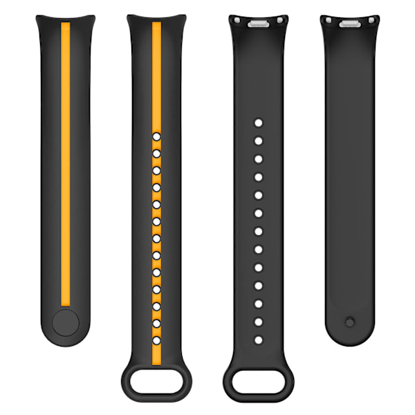 Myk silikon klokkestropp for Xiaomi Smart Band 8 tofarget justerbar håndleddsstropp med spenne Black  Yellow