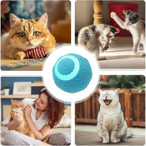 Blå Katt Motion Boll - USB-driven Interaktiv Kattleksak
