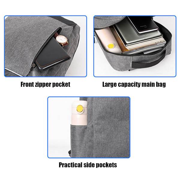 Rejsetaske til bærbar computer, stor rejsetaske, forretningsrejsetaske med crossbody og pung, holdbar college-taske i tre dele Gray1
