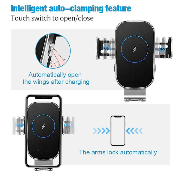 Trådløs biloplader, 15w bilopladerbeslag, luftventil bilopladerholder til Iphone 13/13 Pro /12/12 Pro