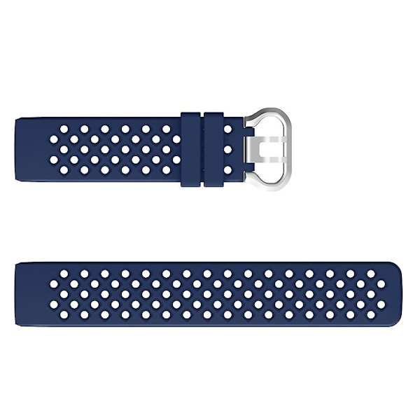 Til Fitbit Charge 3 / 4 Hul Firkantet Silikone Rem Dark Blue