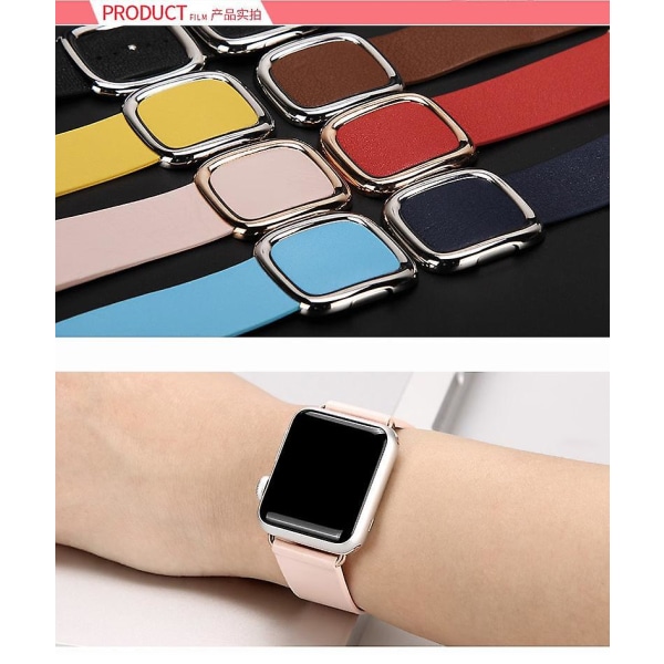 Modern Spänne Rem För Apple Watch Armband 45mm 41mmm 44mm/40mm 38 42mm 49mm Correa Läderarmband Iwatch Serie 3 6 Se 7 8 Ultra 40mm 38mm 41mm chrysanthemum blue