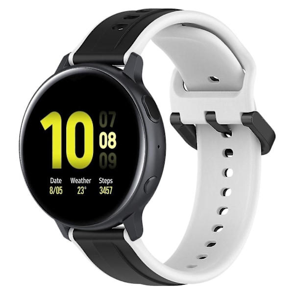 Til Samsung Galaxy Watch Active2 44mm 40mm Sport Remme Dobbelt 20mm Silikone Udskiftningsrem Black White C Samsung Galaxy Watch A