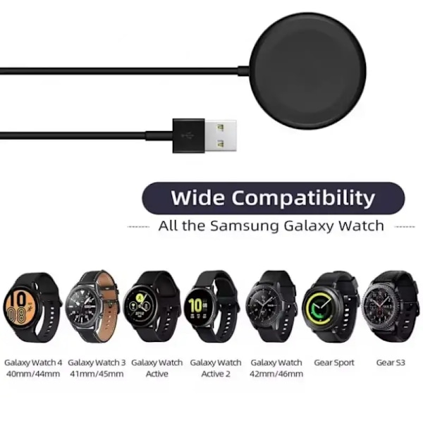 Laddare för Samsung Galaxy Watch 7 5Pro 5 4 3 Active 2, USB 100 cm