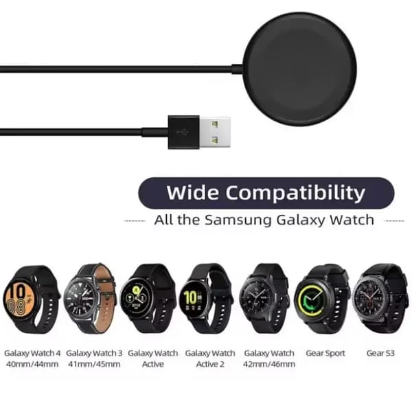 Oplader til Samsung Galaxy Watch 7 5Pro 5 4 3 Active 2, USB 100 cm