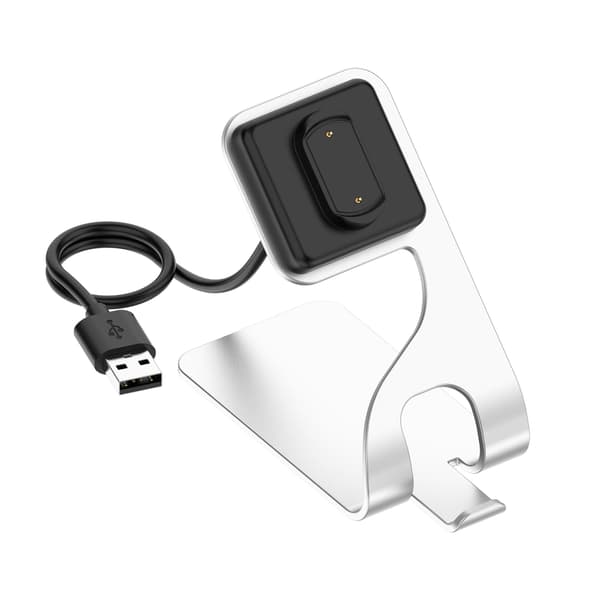 Oplader USB til Amazfit Gtr4 Gts4, beslag i aluminiumslegering (sølv)