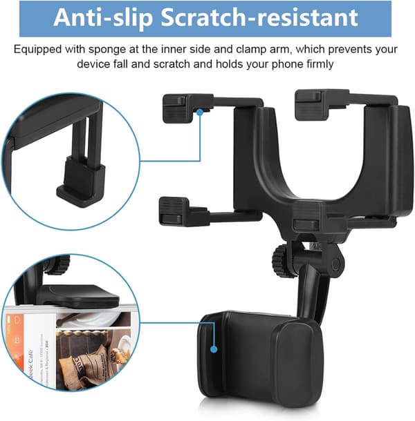 Bakspejl Bilmontering Greb Clip, Universal til iPhone Samsung HTC GPS Smartphone