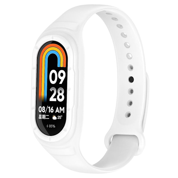 For Xiaomi Smart Band 8 udskiftning silikone urrem integrere armbånd med etui White, White B Xiaomi Smart Band 8