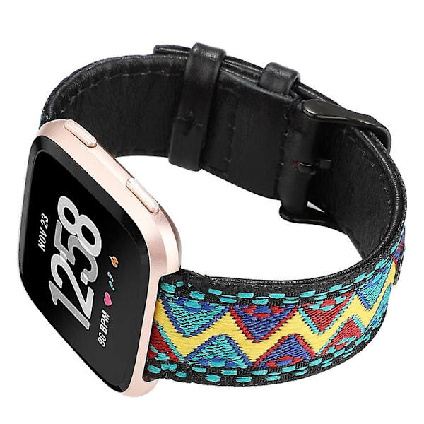 For Fitbit Versa etnisk stil klokkebånd i ekte skinn LEQ Fresh