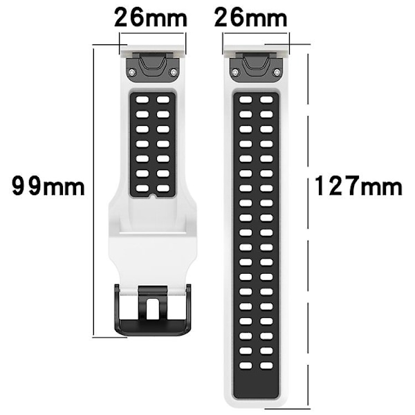 För Garmin Enduro2 / Tactix7 26 mm omvänd spänne Tvåfärgad watch PWV Red Black