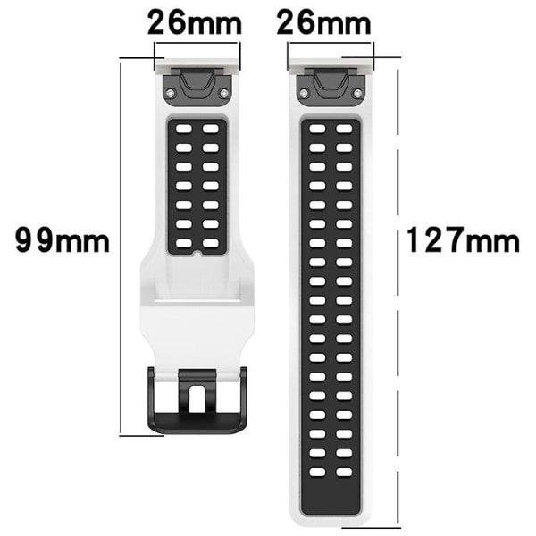 For Garmin Enduro2 / Tactix7 26 mm omvendt spenne Tofarget silikonklokkebånd PWV Black Grey