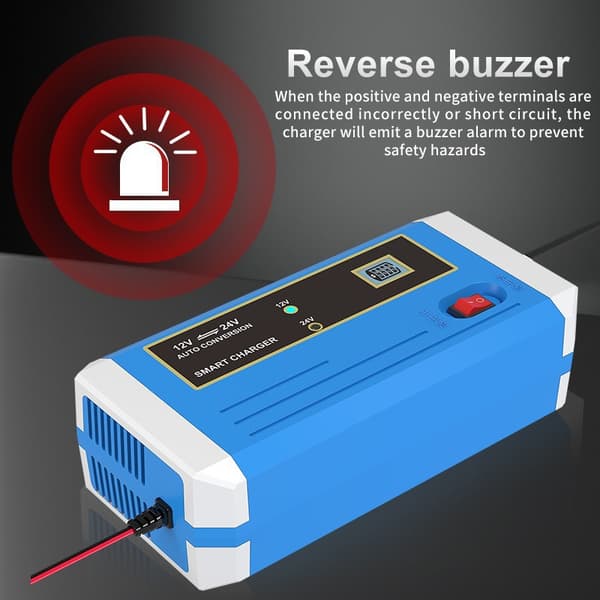 Batterioplader - 12-24V 10A Smart Oplader Til Bil Motorcykel