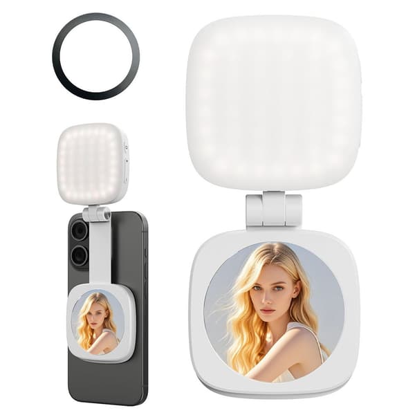 Magnetisk Selfielys For Iphone Med Speil (Hvit)