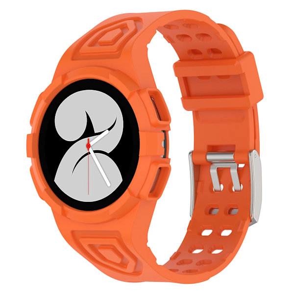 Silikone Watch Band Udskiftningsrem til Samsung Galaxy Watch4 44mm, med Integreret Watch Case Orange