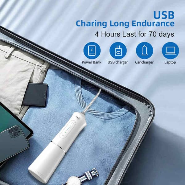 Oral Irrigator - 4 dyser 5 moduser 200 ml, Mlg1 tannirrigator, hvit