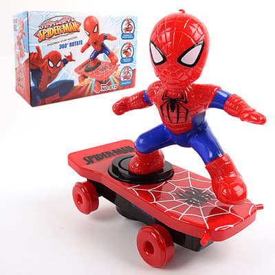 Spiderman på skateboard med lysleke