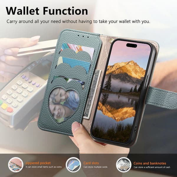 Etui til Samsung Galaxy S26 Edge, Cross Shoulder Flip Lommebok, Hjerte Design Blue