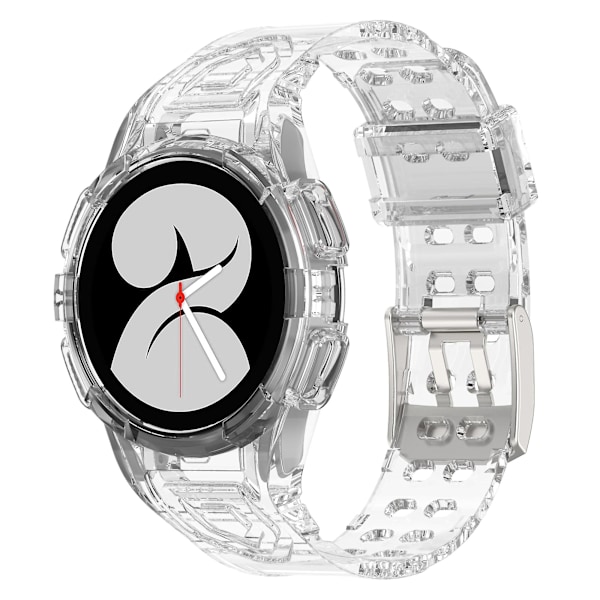 Silikone Watch Band Udskiftningsrem til Samsung Galaxy Watch4 44mm, med Integreret Urkasse Transparent