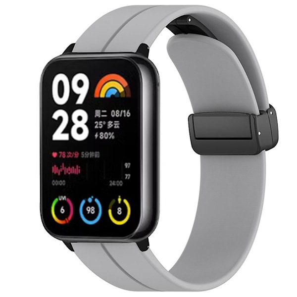 Silikone Rem til Xiaomi Smart Band 8 Pro, Med Magnetisk Spænde Grey