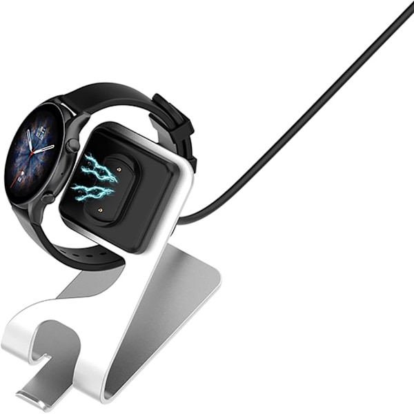 USB-lader for Amazfit Gtr4 Gts4, brakett i aluminiumslegering (grå)