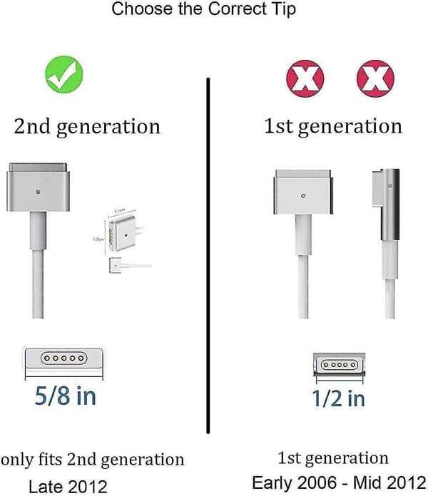 60w Magsafe 2 strømadapter for Apple, AC 60w T-tip strømlader
