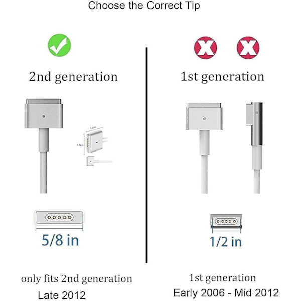 60w Magsafe 2 Strømadapter til Apple, Ac 60w T-tip Strømoplader
