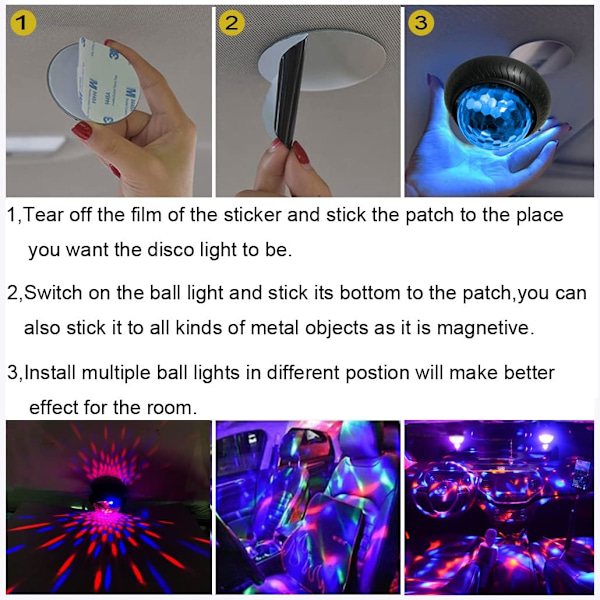 Mini Diskotek Partylys Natlys 2 i 1 Blinker Med Musik Lydaktiveret Multifarvet Diskotekugle Genopladelig 2 Pak