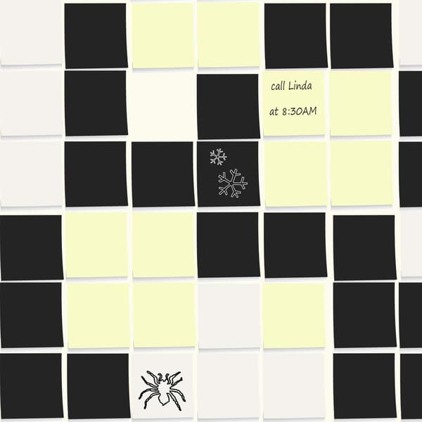 Notesblok - Sorte sticky notes 3\"×3\" 6 blokke selvklæbende noter, 50 ark/blok i alt 300 ark